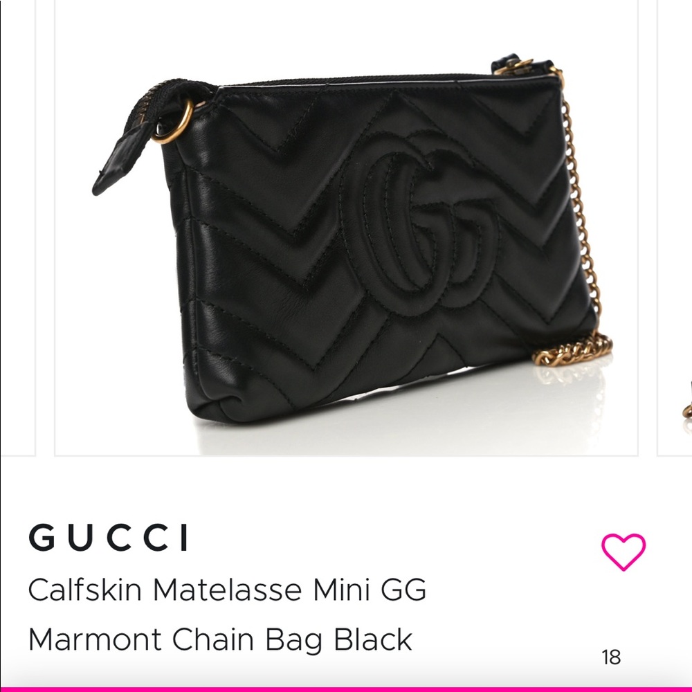 Gucci Calfskin Matelasse Mini CG Marmont Chain Bag Black
